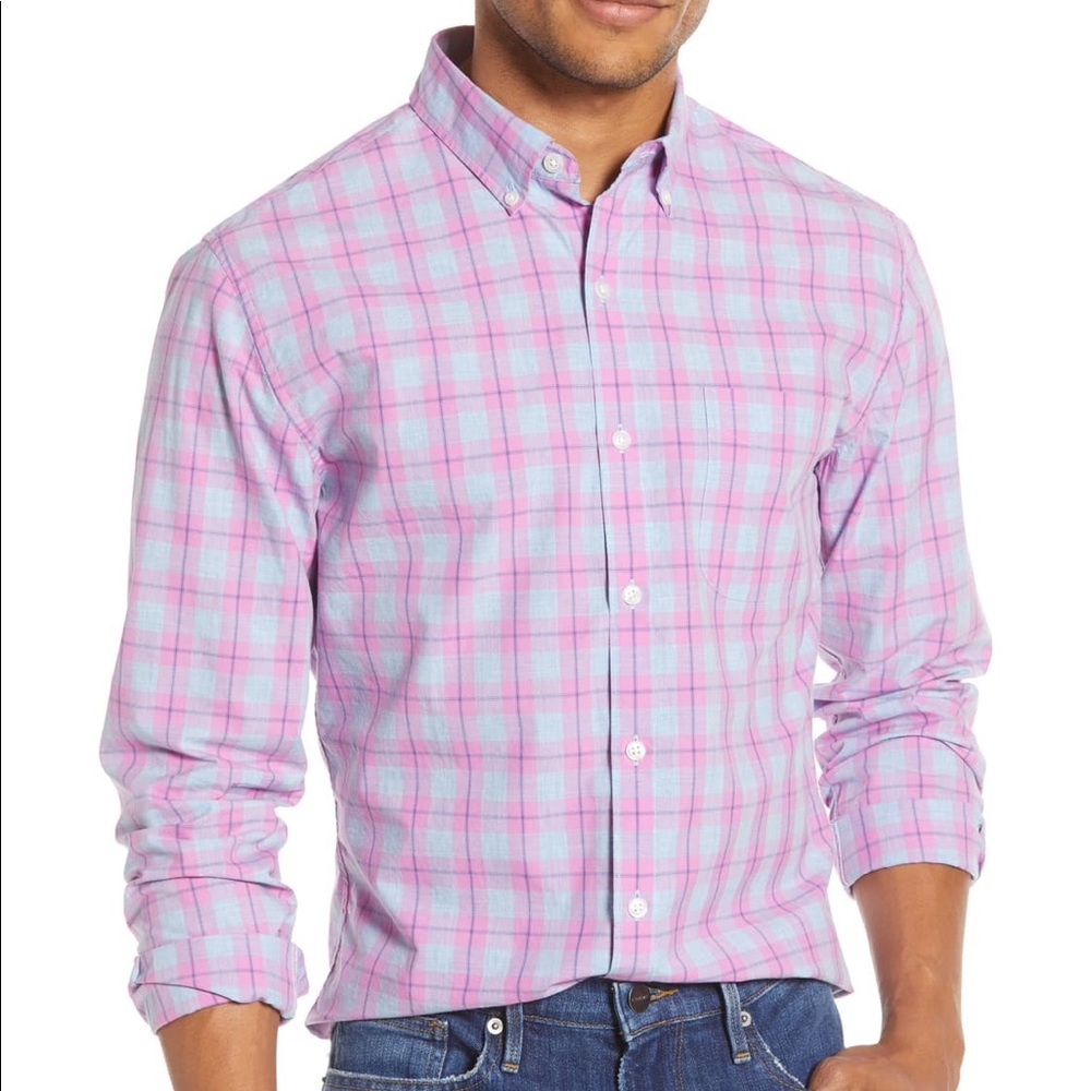 Bonobos grey blue and pink plaid- xl